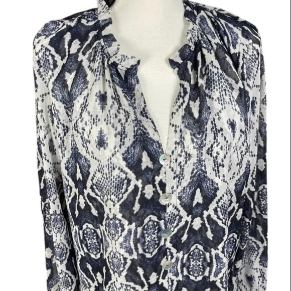 Show Me Your Mumu Dress Sz Small Mckenna Button Down Boho Sheer Reptile Snake - Picture 3 of 9